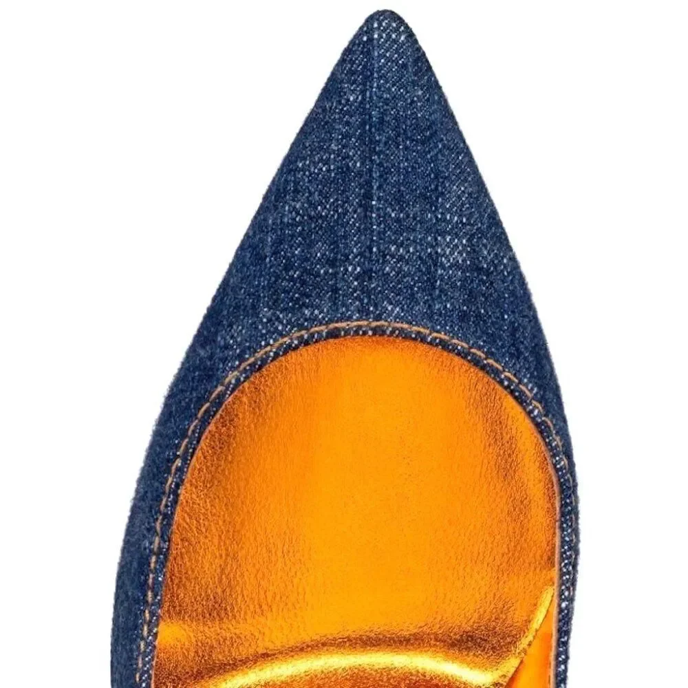 Christian Louboutin So Kate 120 leather pointed toe pumps Blue Denim Gold 36 - Picture 4 of 10